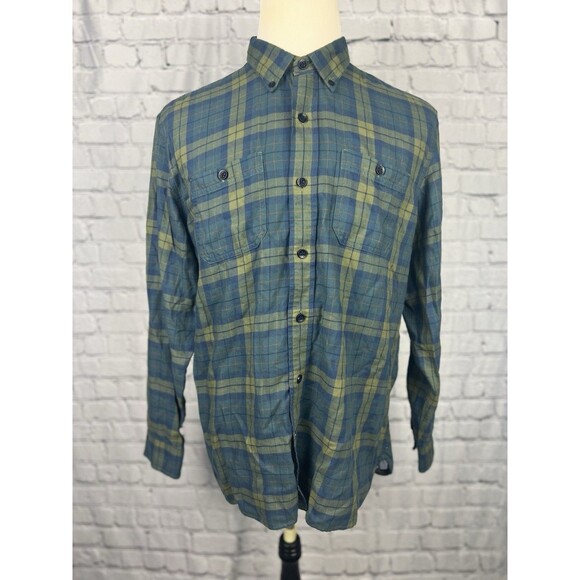 LL Bean Mens L Organic Cotton Tencel Flannel Button Down Shirt Workwear Pockets - Picture 3 of 9
